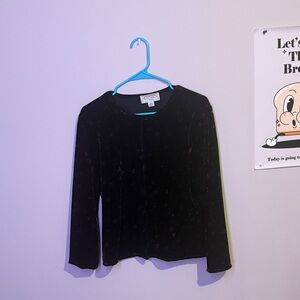 Casual Corner Black Floral Velvet Top